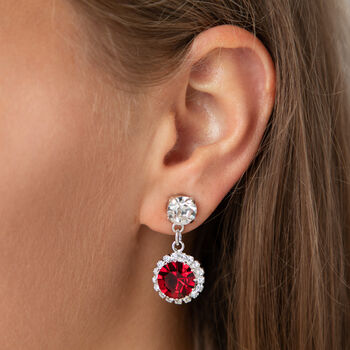 Ruby Red Swarovski Crystal Snow Drop Earrings, 6 of 6