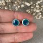 Handmade Turquoise Ceramic Dot Stud Earrings, thumbnail 3 of 8