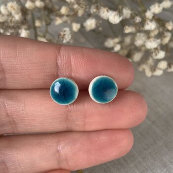 Handmade Turquoise Ceramic Dot Stud Earrings, 3 of 8