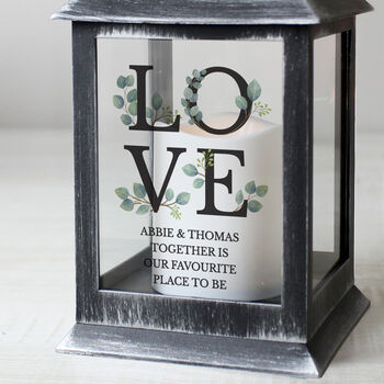 Personalised 'Love' LED Black Lantern Wedding Gift, 2 of 2
