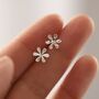 Flower Girl Sterling Silver Flower Petal Stud Earrings, thumbnail 2 of 6