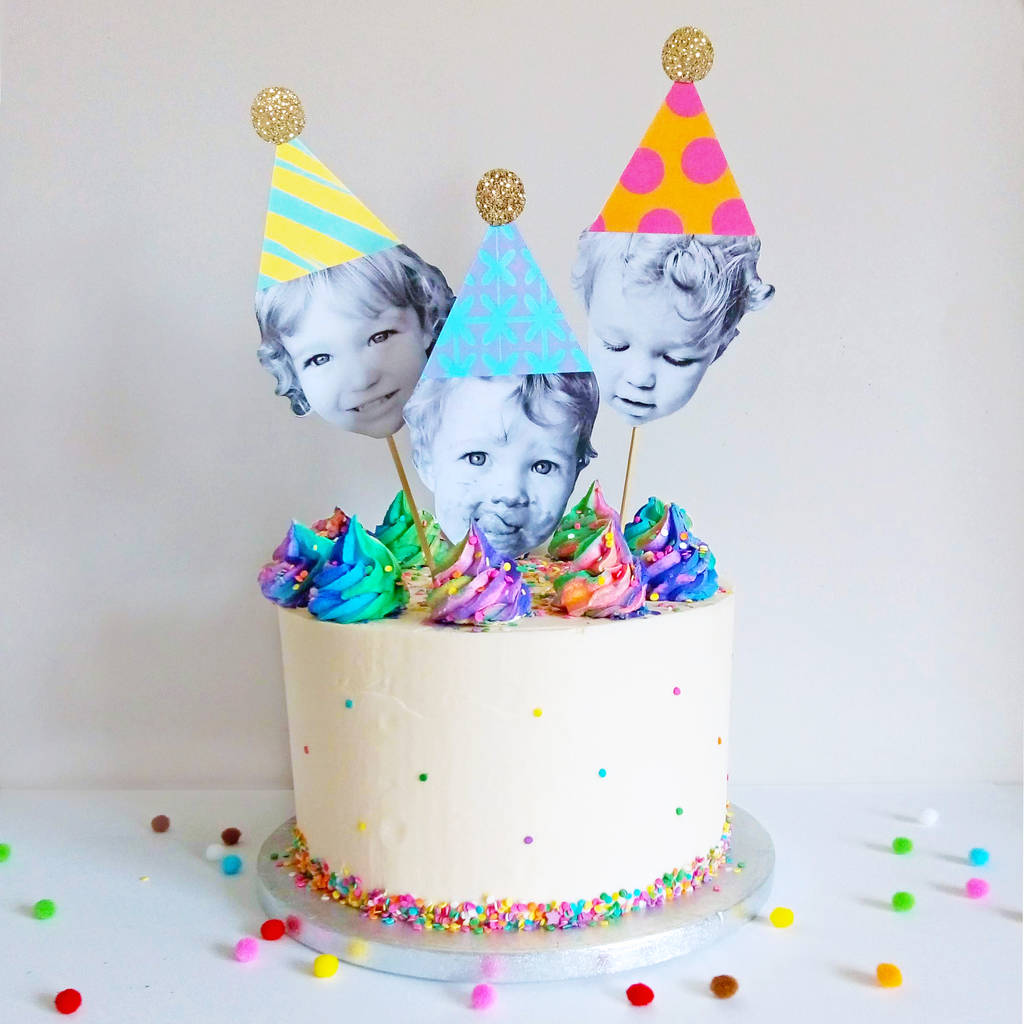 Set Of Three Large Happy Head Cake Toppers, 1 of 2