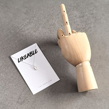 'Likeable' Sterling Silver Middle Finger Necklace, 7 of 10