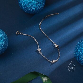 Tiny Cz Trio Bracelet In Sterling Silver, 2 of 11