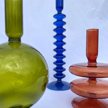Handmade Coloured Glass Candlesticks, 3 of 9