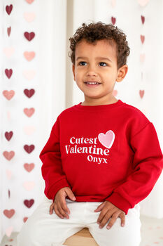 'Cutest Valentine' Personalised Embroidered Sweatshirt Jumper, 2 of 7