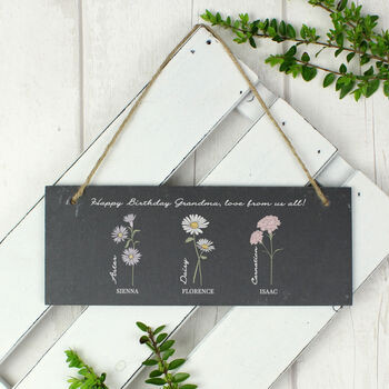 Personalised Family Birth Flowers Slate Sign, 6 of 8