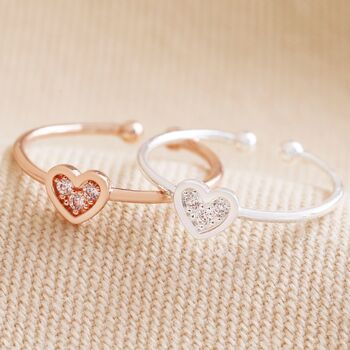 Adjustable Crystal Heart Ring, 2 of 8