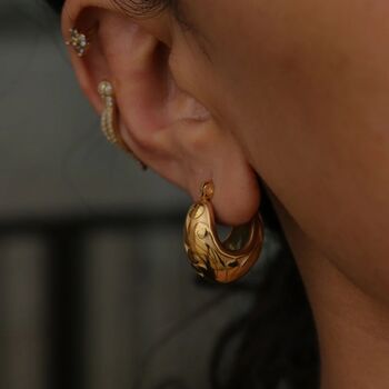 Filigree Gold Hoop Earrings, 6 of 6