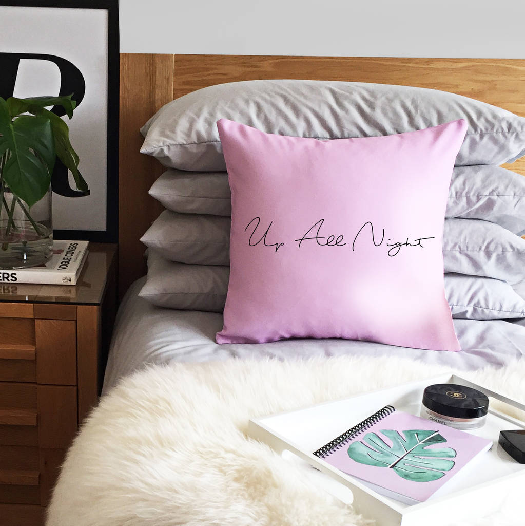 Up All Night Pink Cushion Cover By Rianna Phillips | notonthehighstreet.com