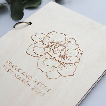Personalised Wooden Floral Wedding Guest Book, 3 of 5