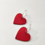 Silver Plated Red Heart Hoop Earrings, thumbnail 2 of 4