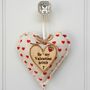 'Family Christmas Message' Oak Fabric Heart Decoration, thumbnail 6 of 9