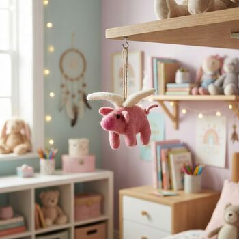 Handmade Felt Flying Pig Hanging Decoration, 4 of 4