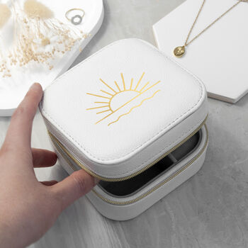 Sunset White Square Travel Jewellery Case, 2 of 10