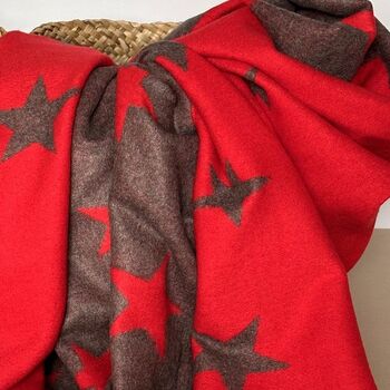 Cashmere Blend Star Scarf In Hot Red And Grey, 2 of 3