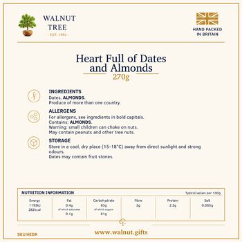 Almond Studded Medjool Date Heart Tin Gift – 270g, 5 of 7