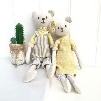 Linen Personalised Teddy Soft Toy, 2 of 3
