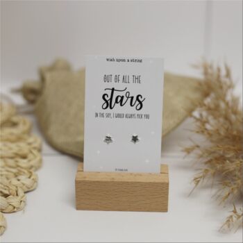 Star Earrings Gift On Star Print Card, 3 of 7