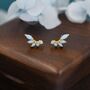 Sterling Silver Blue Opal Marquise Cluster Stud Earrings, thumbnail 6 of 12