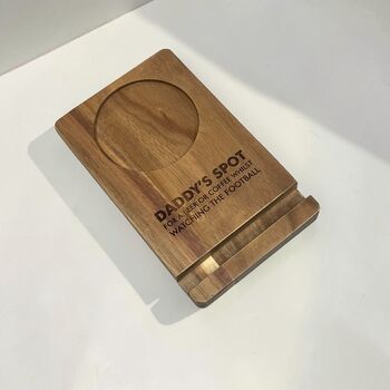 Personalised Wooden Phone And Cup Holder, 4 of 6