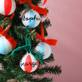 Personalised Striped Ceramic Bauble, 4 of 12
