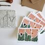 Floral Trio Linocut Notecards Set Of Eight, thumbnail 3 of 7