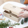 Personalised Family Bauble Christmas Eve Wooden Chest, thumbnail 2 of 12