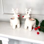 Ceramic Reindeer Candle Holder Pair, thumbnail 1 of 1