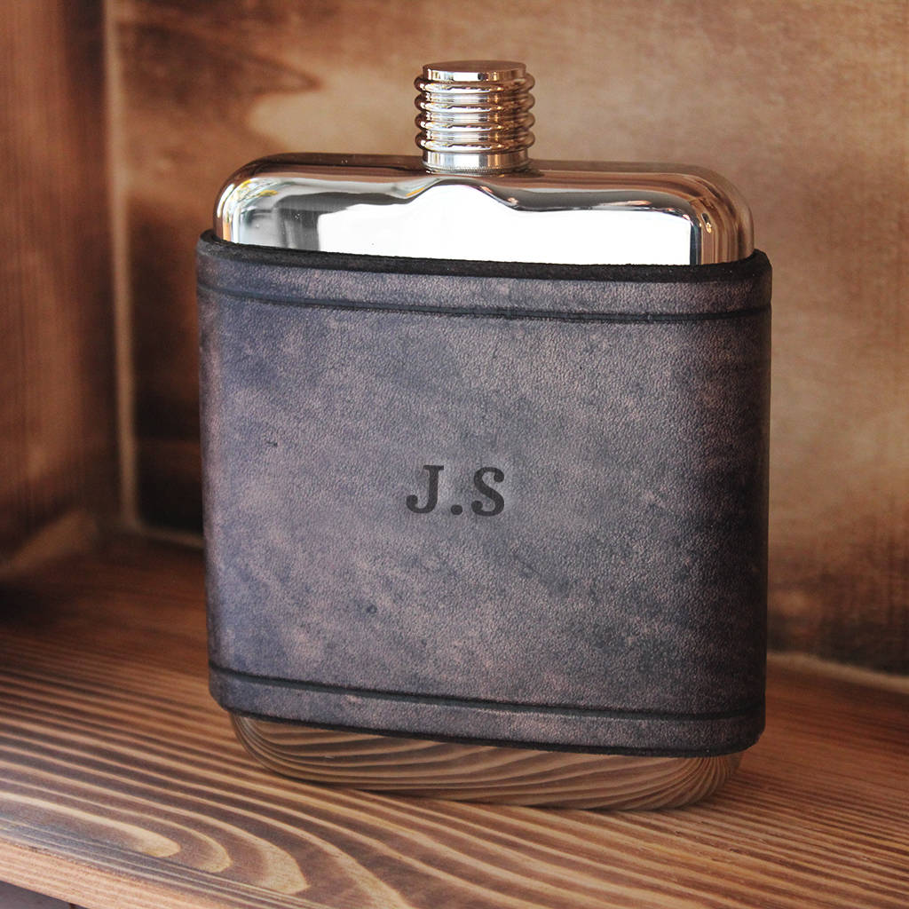 Custom Leather Flask 6oz By Hide & Home | notonthehighstreet.com