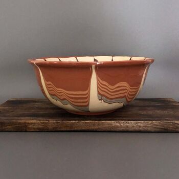 Large Contemporary Stoneware Bowl , Green And Brown, 3 of 6