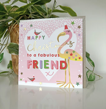 Flamingo Christmas Friend Card, 2 of 2