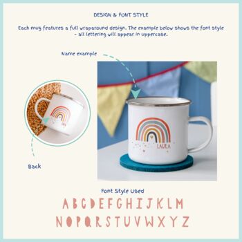 Children's Modern Earth Rainbow Personalised Enamel Mug, 4 of 7
