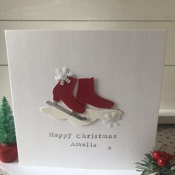 Personalised Ice Skates Christmas Card, 2 of 4