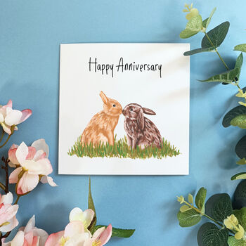 Personalised Kissing Bunnies Anniversary Card, 3 of 4