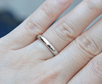 D Shape Wedding Band In Solid Sterling Silver, 3mm Plain Ring, 4 of 5