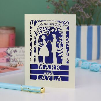 Personalised Papercut Couple Wedding Date Card, 8 of 8