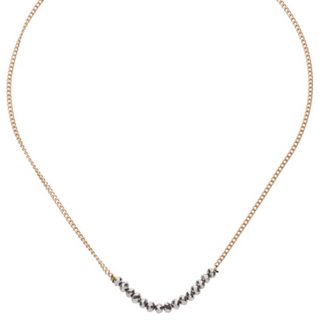 Gold Plated Grey Crystal Necklace, 1 of 6