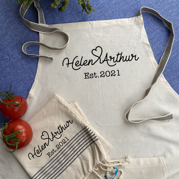 Personalised Cotton Apron, Tea Towels, Sustainable Gift, 2 of 11