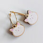 Cat Charm Gold Plated Hoop Earrings, thumbnail 4 of 7