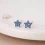 Sterling Silver Blue Star Stud Earrings – 5mm, thumbnail 1 of 9