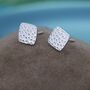 Hammered Square Stud Earrings In Sterling Silver, thumbnail 2 of 12