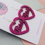 Hot Pink Glitter Bitch Earrings, thumbnail 2 of 6