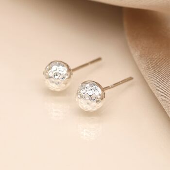 Sterling Silver Hammered Ball Stud Earrings, 3 of 6