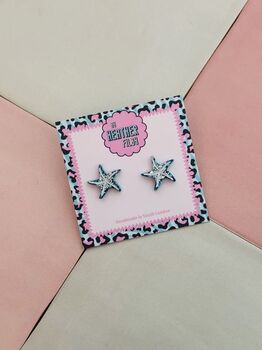 Starfish Glitter Resin Studs / Beach Lover Gift / Coastal Statement Jewellery / Ocean Inspired Accessories, 5 of 5
