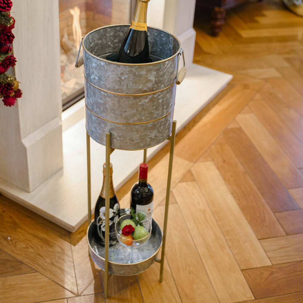 Gold Banded Standing Ice Bucket By Dibor