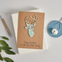 Personalised Map Stags Head Christmas Card, thumbnail 3 of 4