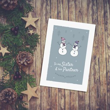 'To My Sister And Her Partner' Christmas Card Snowmen, 6 of 10
