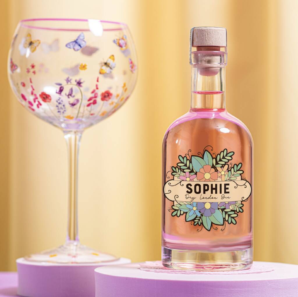 Personalised Floral Name Gin Bottle, 1 of 3
