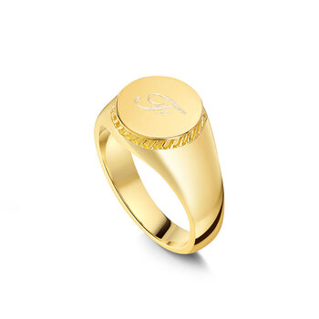 Bottle Cap Signet Ring 18 K Gold Plated Solid Silver, 3 of 6